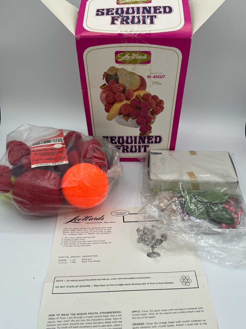 1970's Vintage LeeWards Sparkling Sequined Fruit Needle Arts - DIY Kit